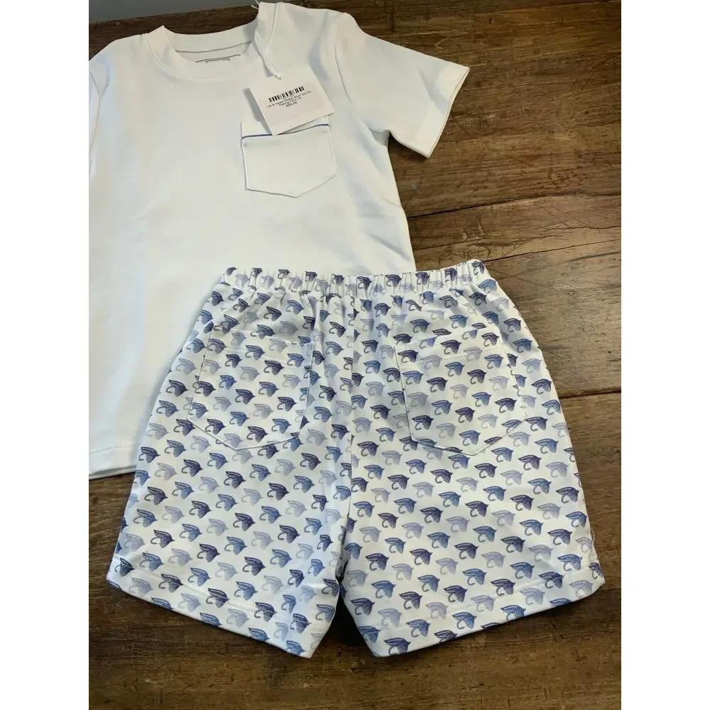 Lila & Hayes Pima Cotton Fly Fishing 2pc short set NWT size 4T‎